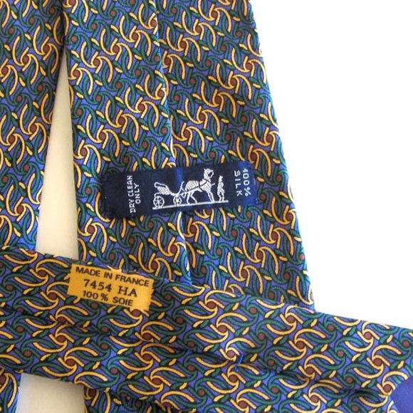 new HERMES 7454 HA Linked In Love pattern silk tie France - Picture 4 of 6